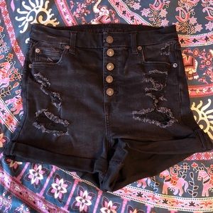 AE Curvy Super High Rise Shortie Black Shorts